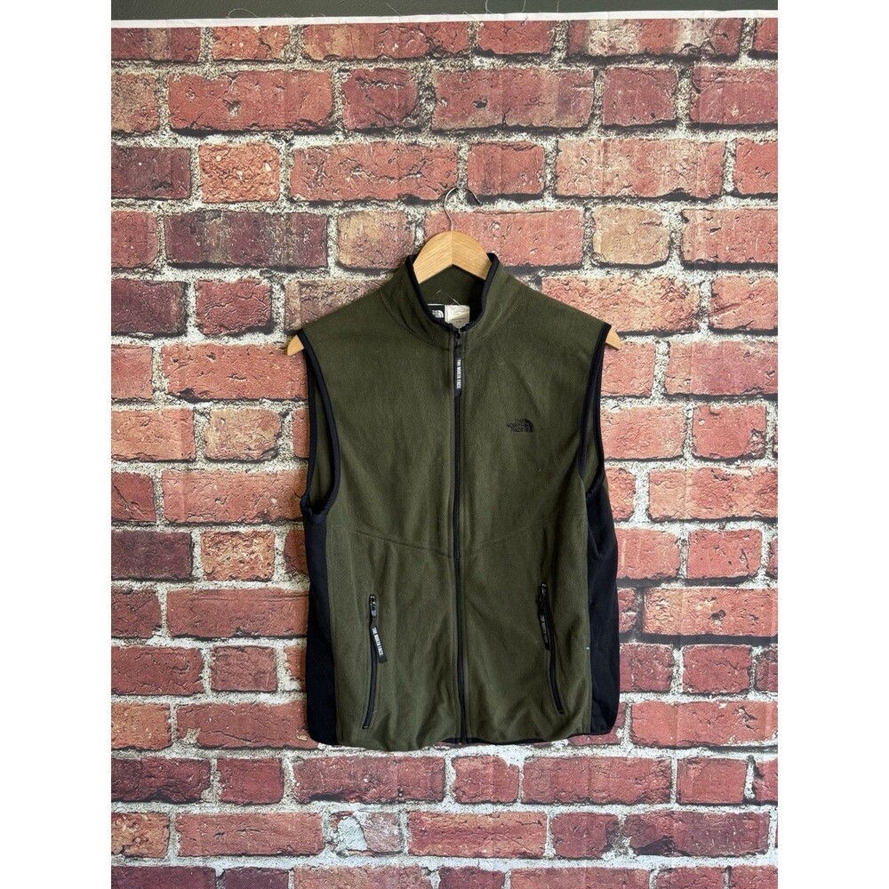 The North Face Womens Green Fleece Full Zip Sleeveless Vest Size Large